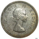 【極美品/品質保証書付】 アンティークコイン コイン 金貨 銀貨 [送料無料] 1954 South Africa Queen Elizabeth II Two Shillings Silver Coin