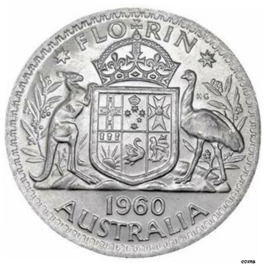  アンティークコイン コイン 金貨 銀貨  1960 Australia Queen Elizabeth II Florin Silver Coin