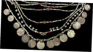ヴィンテージ シルバー サウディ アラビア寝室 トリバル コイン 12 ストランド ビーズ ネックレス- show original titleVintage Silver Saudi Arabic Bedroom Tribal Coin 12 Strand Bead Necklace- show original title
