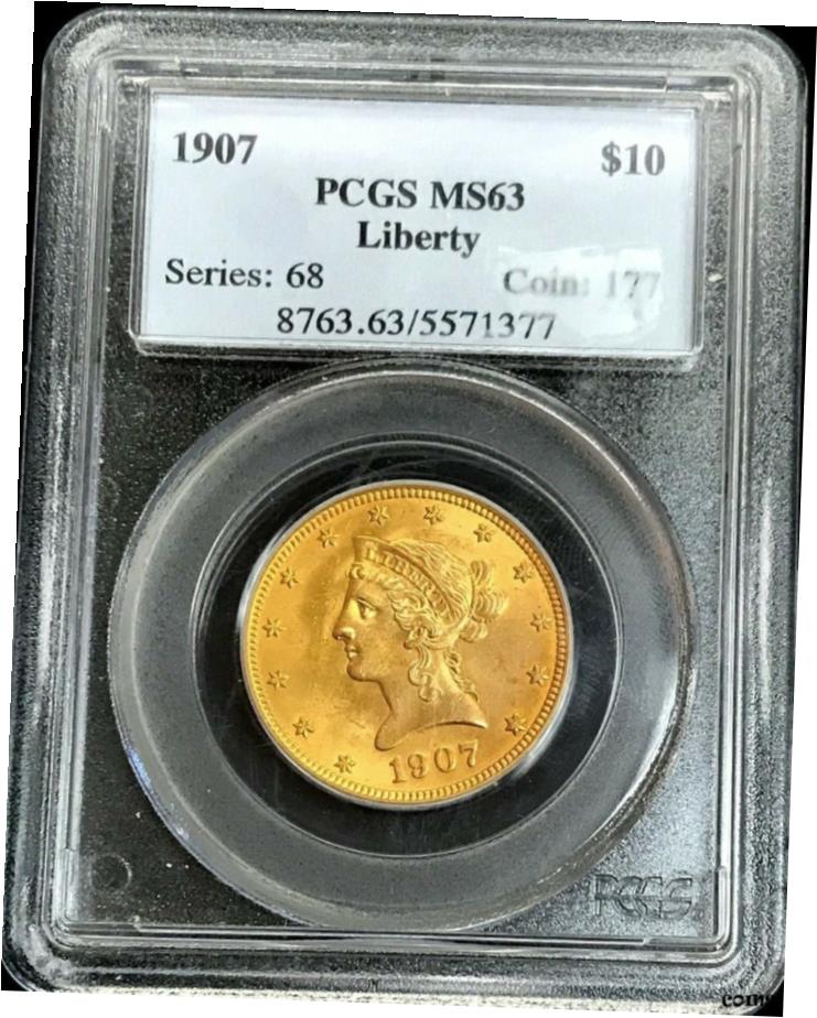  アンティークコイン コイン 金貨 銀貨  1907 年ゴールド米国 $10 リバティヘッドイーグルコイン PCGS 新品状態 63 PQ- show original title