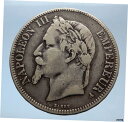 1867年 フランス エンペラー ナポレオン III シルバー 5 フランス コイン コート オブ アーム i69377- show original titl...