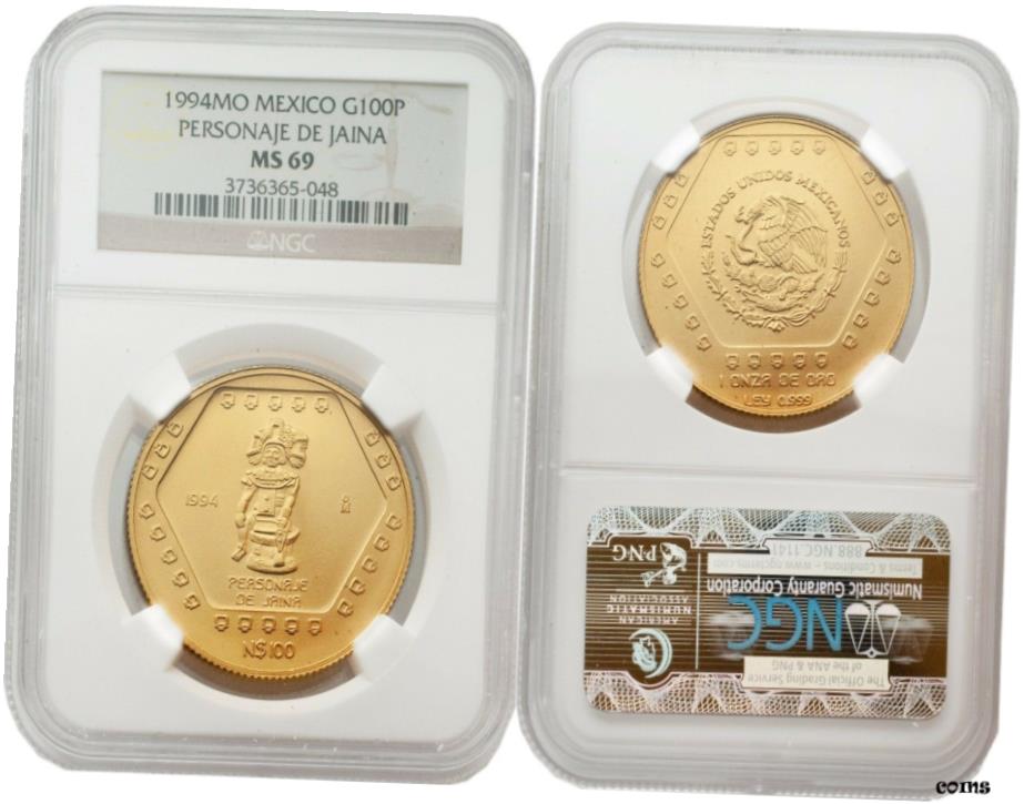  アンティークコイン 硬貨 メキシコ 1994 Personaje De Jaina 100 Nuevos Pesos 1オンス ゴールド NGC MS-69- show original title  #oot-wr-6588-239