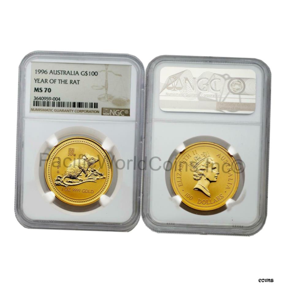 【極美品/品質保証書付】 アンティークコイン 硬貨 オーストラリア 1996年 ラット 100ドル 1オンス ゴールド コイン NGC MS70 SKU 3434- show original title 送料無料 oot-wr-6588-782
