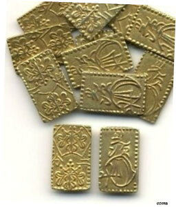 日本 1868 年 ( 明治 1 年 ) ゴールド 2ブー (二分金) 幕府 侍時代 グループ 10個- show original titleJapan 1868 (Meiji 1) Gold 2-boo (Two-bukin) Shogunate Samurai period Group 10 pieces - show original title
