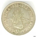 1952 南アフリカ 5 シリングス コイン 300 周年記念 ケープタウン George VI KM #411952 South African 5 Shil...