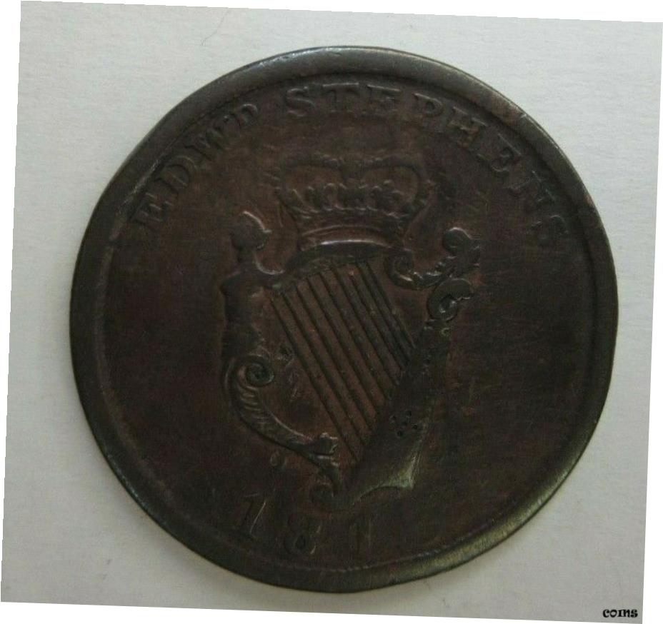 【極美品/品質保証書付】 アンティークコイン コイン 金貨 銀貨 [送料無料] 1816 ENGLAND Ireland DUBLIN Condor Penny Token Coin w DUKE of WELLINGTON