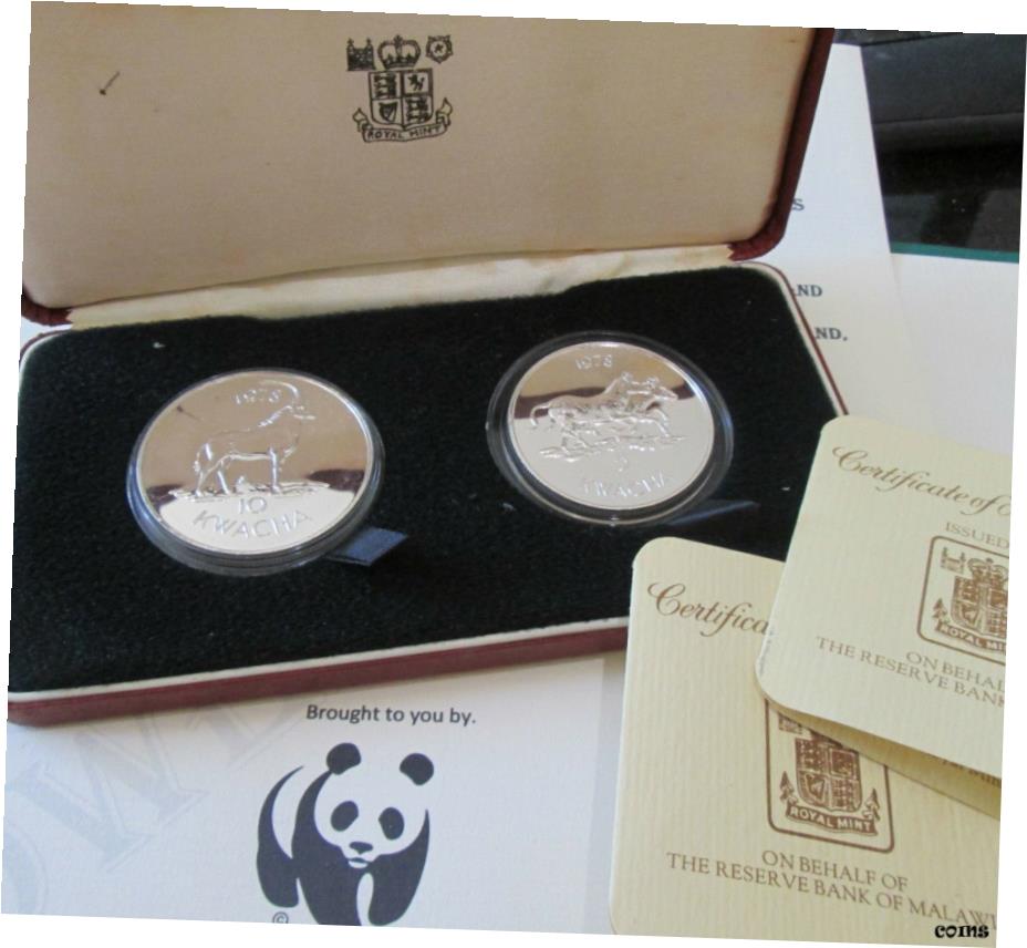 ڶ/ʼݾڽա ƥ    [̵] ROYAL MINT MALAWI 1978 10 &5 KWATCHA SILVER 2 COIN SET - conservation BOX/COA