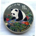 中国 1997 パンダ 10 元 1 オンスカラーシルバーコイン BUChina 1997 Panda 10 Yuan 1oz Color Silver Coin BU