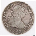 yɔi/iۏ؏tz AeB[NRC RC   [] 1782 Peru 2 Reales silver coin Lima MI KM#76 circulated