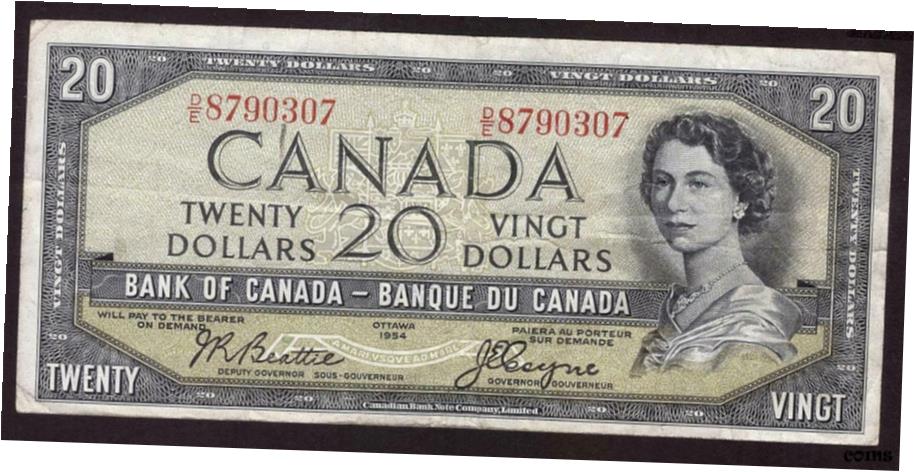  アンティークコイン コイン 金貨 銀貨  1954 Canada $20 dollar devils face banknote D/E8790307 FINE condition