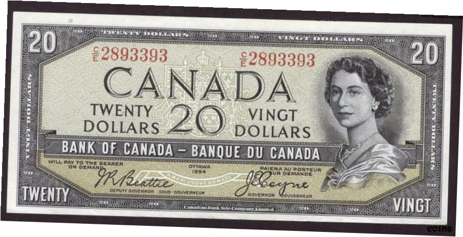  アンティークコイン コイン 金貨 銀貨  1954 Canada $20 devils face banknote Beattie Coyne C/E2893393 AU58 EPQ