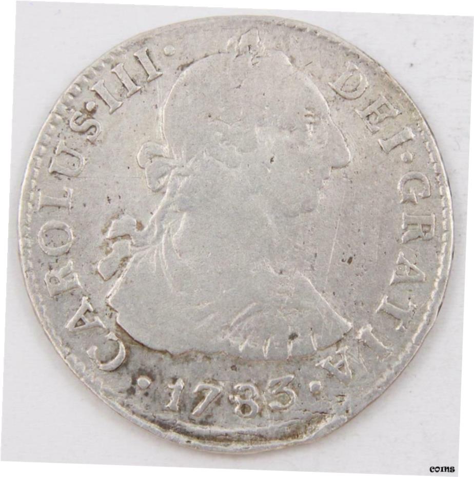  アンティークコイン コイン 金貨 銀貨  1783 Peru 2 Reales silver coin Lima MI KM#76 circulated