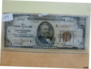 Fr#1880-L 1929 $50 サンフランシスコ連邦準備銀行カリフォルニア州 S # L00382943AFr#1880-L 1929 $50 Federal Reserve Bank of San Francisco California S # L00382943A