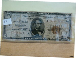 Fr#1850-J 1929 $5 カンザスシティ連邦準備銀行 、 MO S # J01398802AFr#1850-J 1929 $5 Federal Reserve Bank of Kansas City, MO S # J01398802A