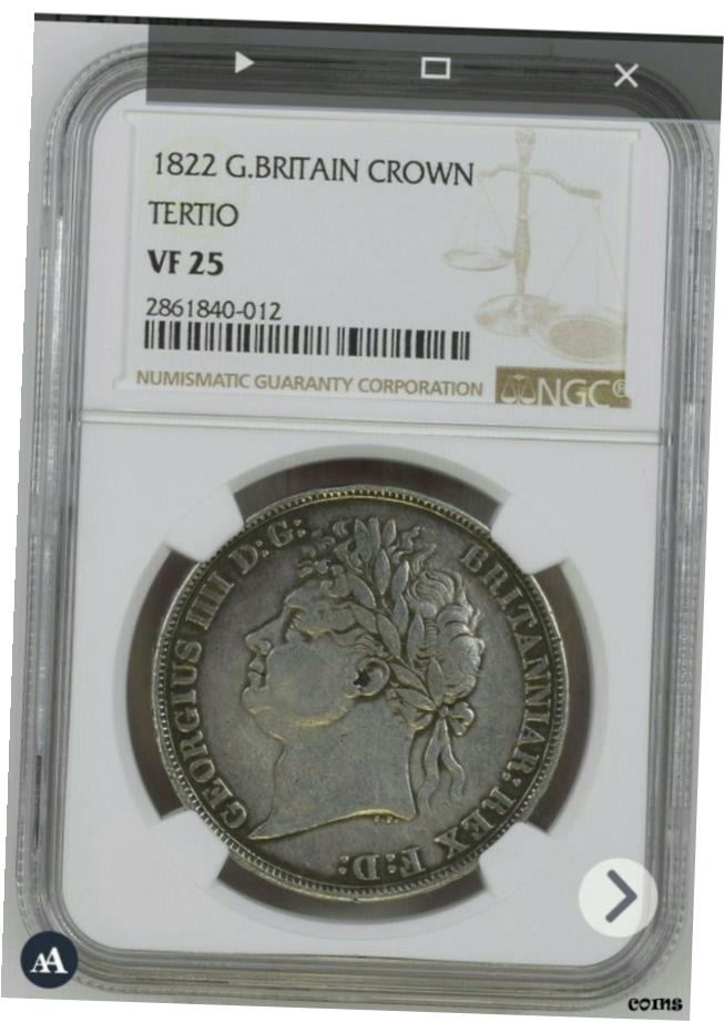 yɔi/iۏ؏tz AeB[NRC RC   [] 1822 GREAT BRITAIN Crown Silver Coin TERTIO George IV NGC VF-25