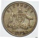 オーストラリア 1936 ジョージフス V 6 ペンス カンガルー 動物 ダチョウ オーストレイラ コート オブ アームAustralia 1936 Georg...