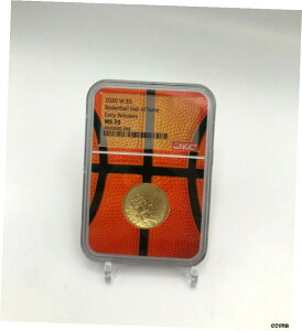 中古 2020-W $5 バスケットボール殿堂ゴールド UNC コイン NGC MS70 ER バスケットボール コアUsed 2020-W $5 Basketball Hall of Fame Gold UNC Coin NGC MS70 ER Basketball Core