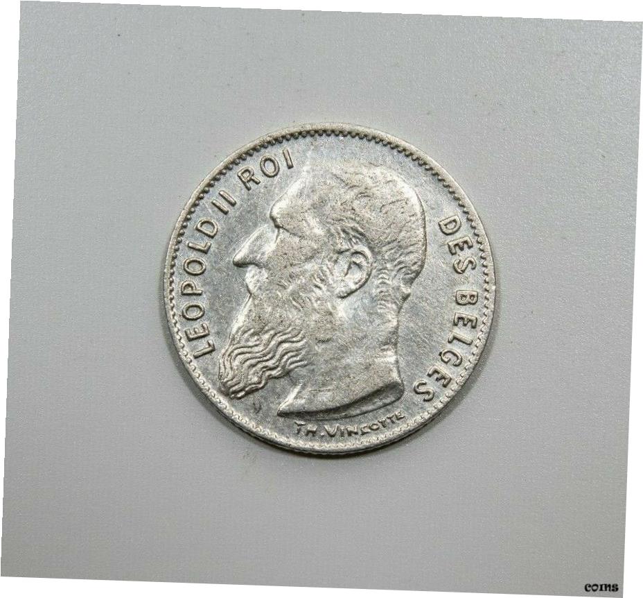  アンティークコイン コイン 金貨 銀貨  Silver 50 Centimes 1909 King Leopold French text Bruxelles Belgium Vincotte UNC- show original title