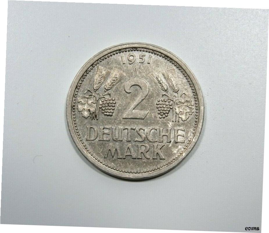 【極美品/品質保証書付】 アンティークコイン コイン 金貨 銀貨 [送料無料] 2 Deutsche Mark 1951 J ハンブルクドイツ 連邦共和国 イーグル ハイグレードコイン- show original title