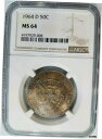 1964 D Kennedy シルバー 1/2 ドル NGC MS 64 エンド クレジット アルバム トナー トーン1964 D Kennedy Silver 1/2 Dollar NGC MS 64 End Credit Album Toner Tone(3)