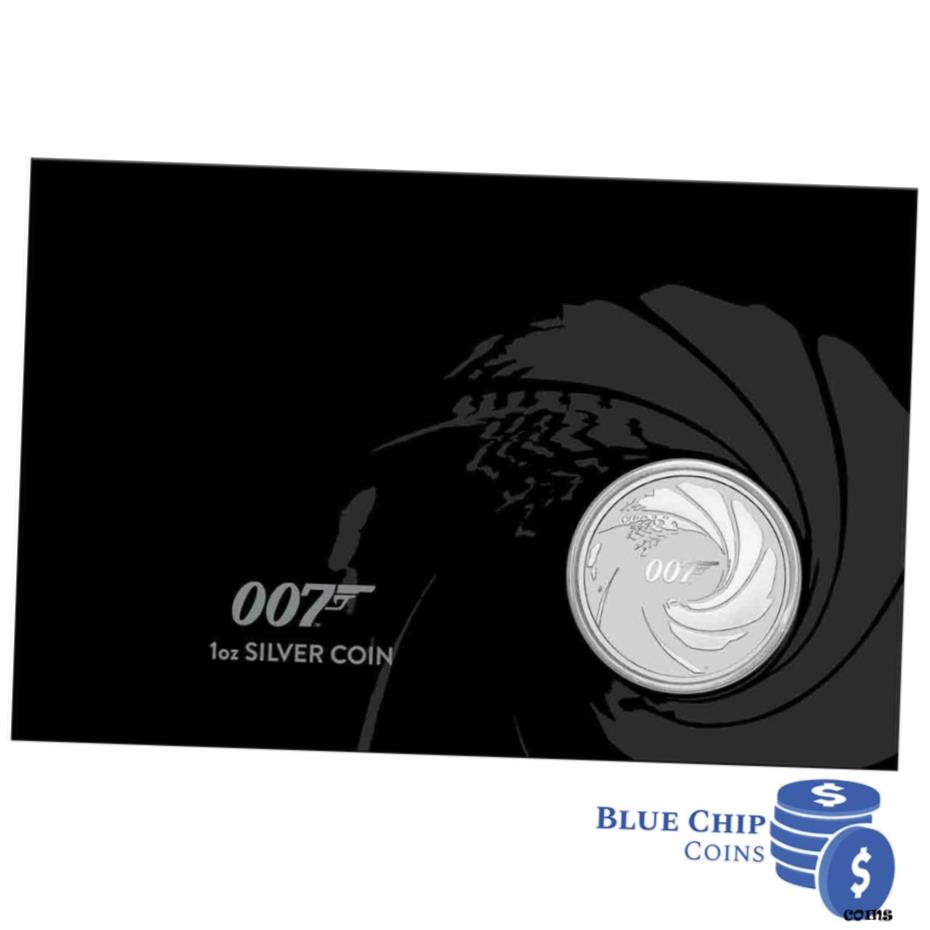 yɔi/iۏ؏tz AeB[NRC RC   [] 2020 $1 James Bond 007 1oz Silver BU Frosted Coin on Card