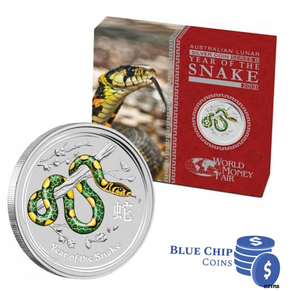 ڶ/ʼݾڽա ƥ    [̵] 2013 $1 Year of the Snake World Berlin Money Fair 1oz Silver Coloured Coin