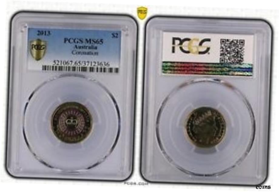 yɔi/iۏ؏tz AeB[NRC RC   [] 2013 Australia Coronation $2 Coloured Coin PCGS MS65