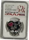 NGC PF70 クックアイランド 2021 バレンタイン ハート型銀貨 20g COANGC PF70 Cook Island 2021 Valentine's Day Heart-shaped Silver Coin 20g COA