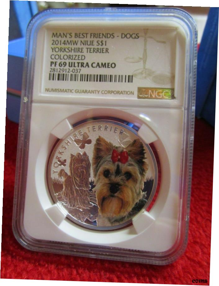 ڶ/ʼݾڽա ƥ    [̵] Niue 2014 1 $ Mans Best Friends Dogs Yorkshire Terrier NGC PF69 .999 С - show original title