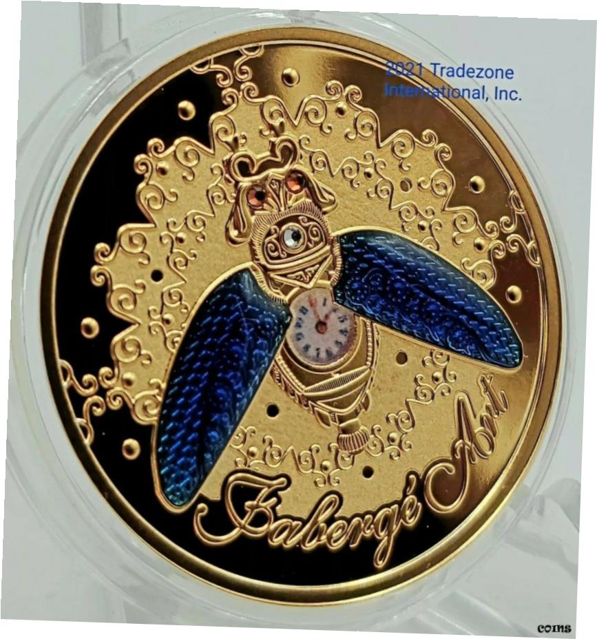【極美品/品質保証書付】 アンティークコイン コイン 金貨 銀貨 [送料無料] Niue - 2021-Beetle 腕時計-Faberge Art - 24K-メッキ シルバー コイン -- show original title