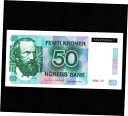 ノルウェー 50 クローネ 1995 P-42f * Unc * シリアル番号黒背景 *Norway 50 Kroner 1995 P-42f * Unc * Serial Number Black Background *
