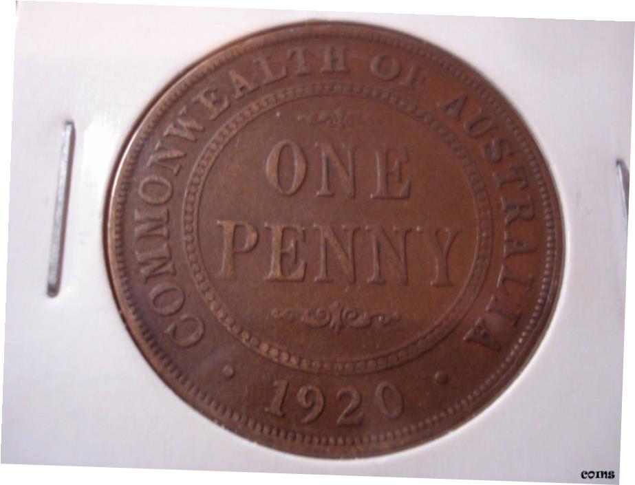 【極美品/品質保証書付】 アンティークコイン コイン 金貨 銀貨 送料無料 Australia 1920 London Die Penny Scarce 6 Pearls BX1