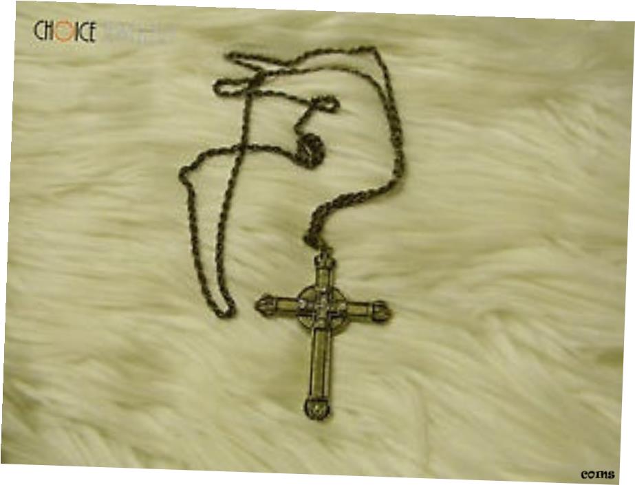 【極美品/品質保証書付】 アンティークコイン コイン 金貨 銀貨 [送料無料] Brass Necklace With Fashion Cross Pendant