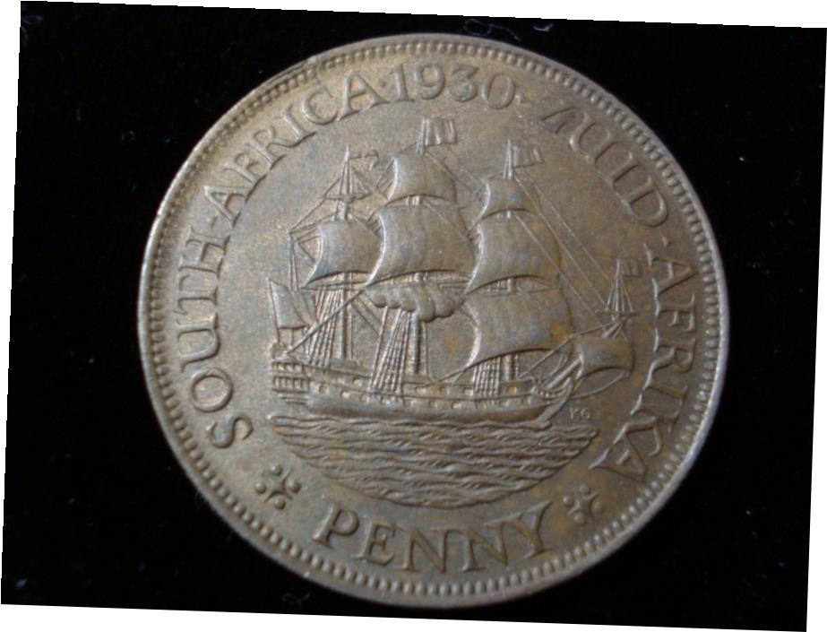 【極美品/品質保証書付】 アンティークコイン コイン 金貨 銀貨 送料無料 South Africa 1930 Penny 8 pearls Almost Uncirculated zz