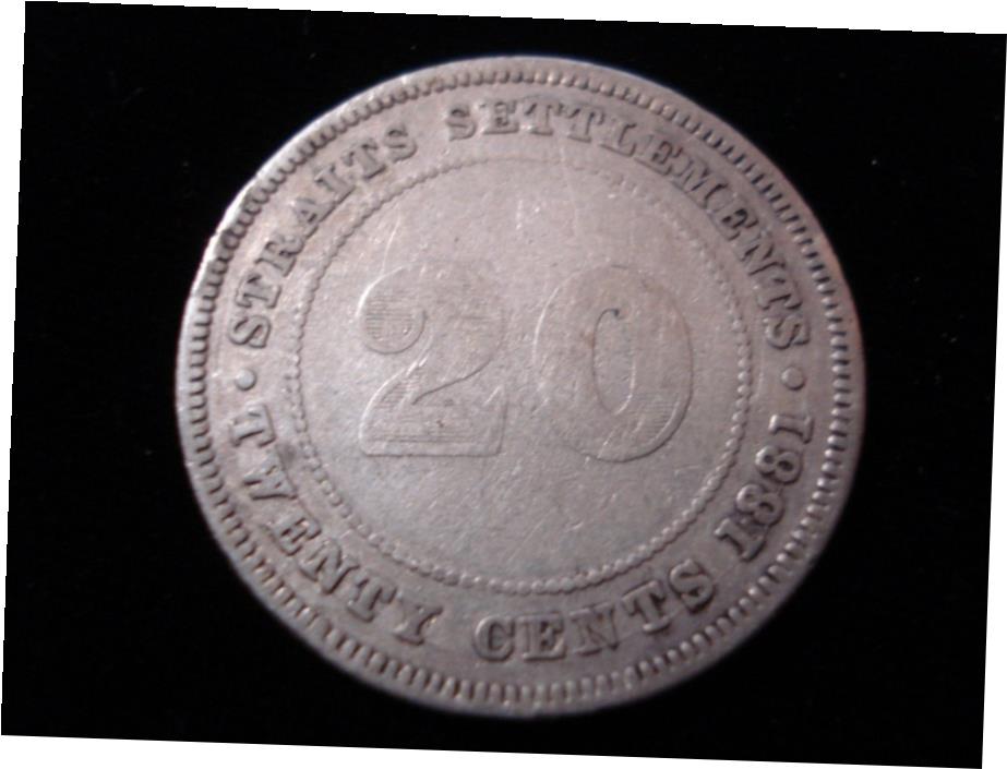  アンティークコイン コイン 金貨 銀貨  Straits Settlement 1881 20 Cent Silver Coin Rare #NLB1
