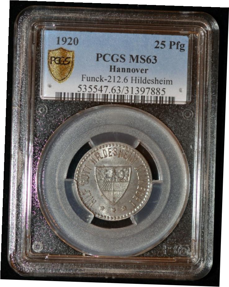 【極美品/品質保証書付】 アンティークコイン コイン 金貨 銀貨 [送料無料] PCGS MS63 1920 Notgeld ドイツ ヒルデスハイム 25 Pfennig アイアン機能 #212.6 ハノーバー- show original title