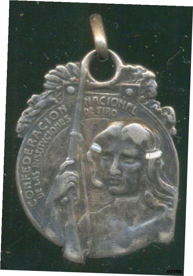 ڶ/ʼݾڽա ƥ    [̵] ARGENTINA SOLID SILVER SHOOTING MEDAL ART NOUVEAU 