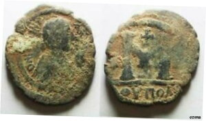 ZURQIEH-as19641-ビザンチン。ユスティニアヌス1世、フォリス。 543-544。ZURQIEH-as19641-Byzantine. Justinian I, Follis. 543-544.