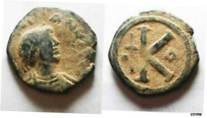 ZURQIEH-as19531-ビザンチンのユスティニアヌス1世、半分フォリス。 543-544ZURQIEH-as19531-Byzantine Justinian I, HALF Follis. 543-544