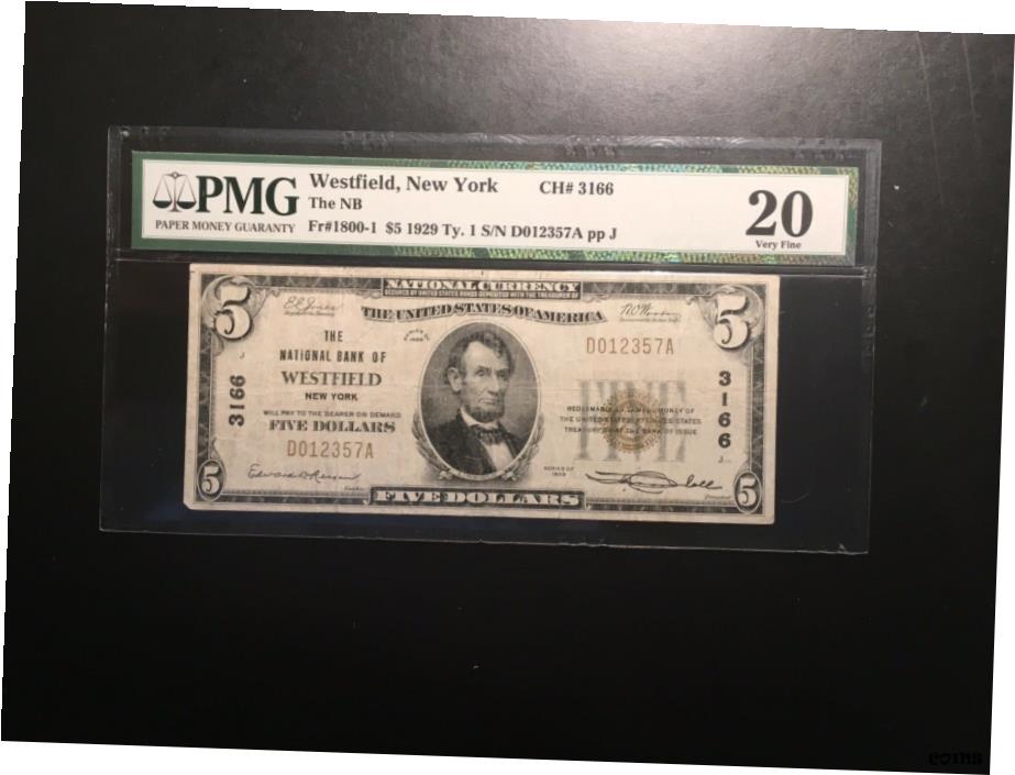 yɔi/iۏ؏tz AeB[NRC RC   [] National Bank Note Westfield New York PMG 20 Vf- show original title