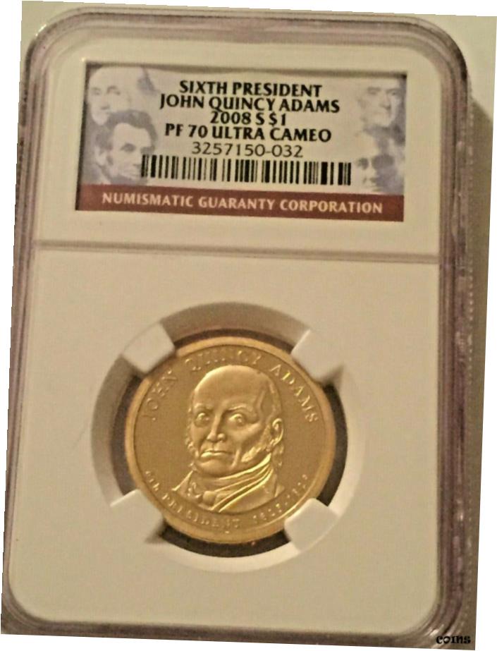 【極美品/品質保証書付】 アンティークコイン コイン 金貨 銀貨 送料無料 2008-S John Quincy Adams 第6代大統領 1 コイン-NGC PF 70 ウルトラカメオ- show original title