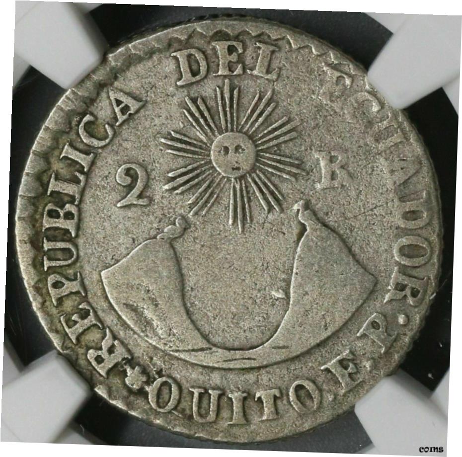  アンティークコイン コイン 金貨 銀貨  1837年 NGC VF 25 エクアドル トランスポーズ レジェンズ シルバー 2 Reales Quito Coin (21082405C)- show original title