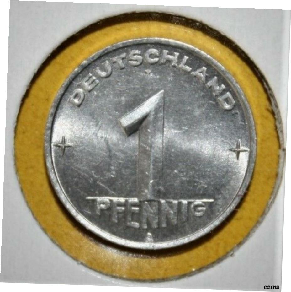 東ドイツ 1 フェニヒ 1952-A 未流通アルミニウムコインEast Germany 1 Pfennig 1952-A Uncirculated Aluminum Coin