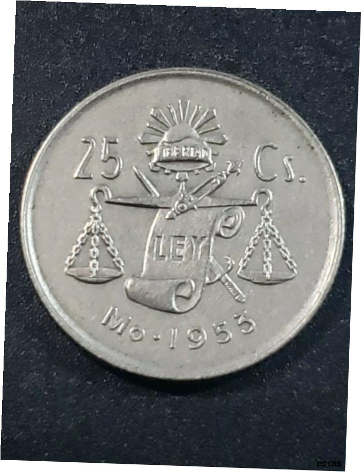  アンティークコイン コイン 金貨 銀貨  メキシコ 1953 Estados Unidos 25 centavos 30% シルバー 21 mm流通コイン...- show original title