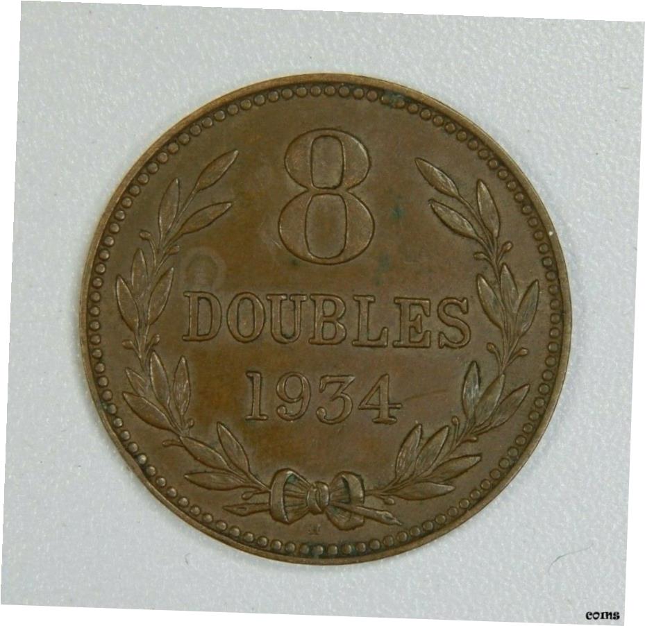 【極美品/品質保証書付】 アンティークコイン コイン 金貨 銀貨 [送料無料] GUERNSEY 8 dubles 1934 ハイグレード- show original title