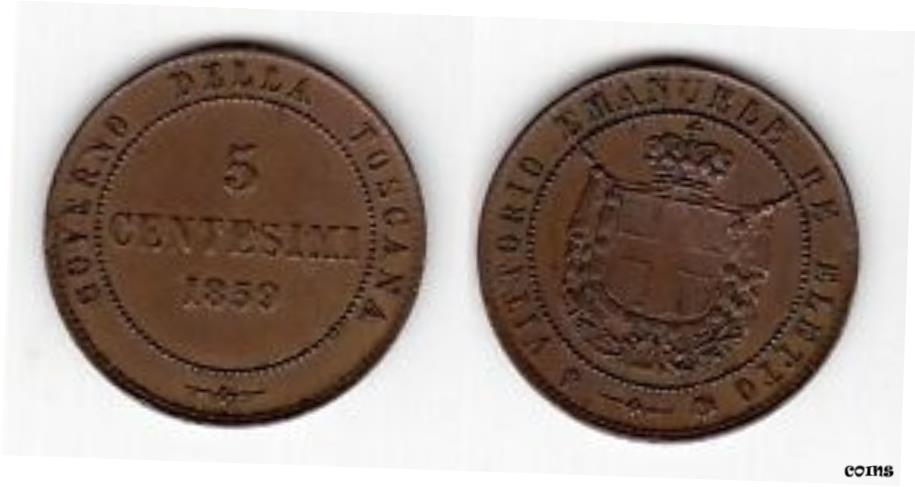  アンティークコイン コイン 金貨 銀貨  イタリア トスカーナ TUSCANY - 5 センテシミ コイン 1859 年 C#83- show original title