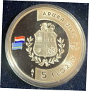 【極美品/品質保証書付】 アンティークコイン コイン 金貨 銀貨 [送料無料] Aruba 2015 5 Florins Willem-Alexander Aruba 200 years Kingdom of Netherlands Map