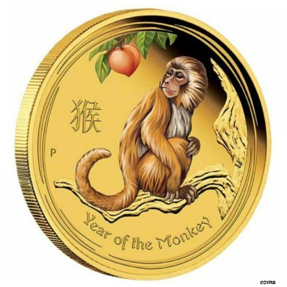 【極美品/品質保証書付】 アンティークコイン 硬貨 オーストラリア ： 100ドル 2016年 モンキーの年 。 Au 999 1オンス 。 色付き プルーフ- show original title 送料無料 oof-wr-6994-65