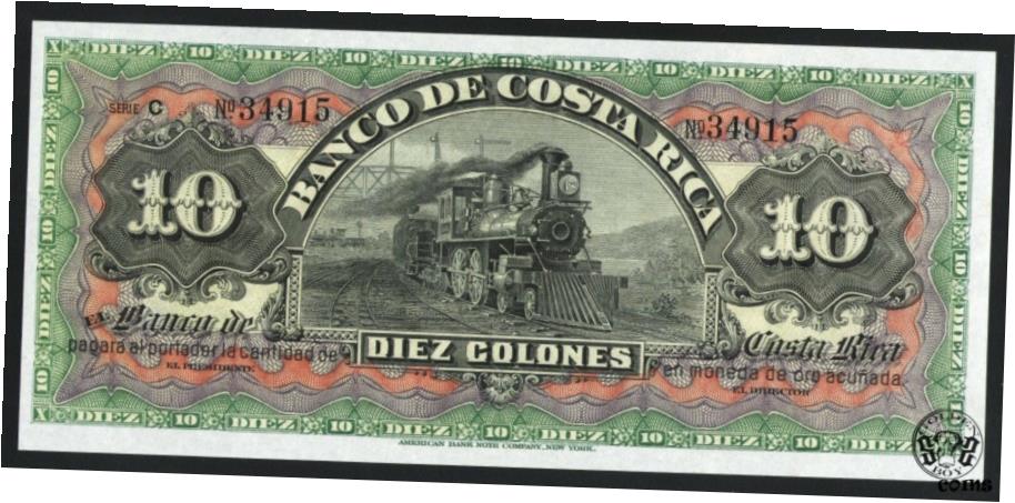 【極美品/品質保証書付】 アンティークコイン コイン 金貨 銀貨 [送料無料] Costa Rica: 10 Colones 1901-05. (P-S175r). Choice Crisp 未流通- show original title