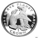 【極美品/品質保証書付】 アンティークコイン コイン 金貨 銀貨 送料無料 ISLE OF MAN 1 Crown 1996 BU 039 Razorbill - Preserve Planet Earth 039